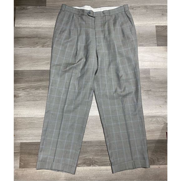 Lanificio Comero Gray Blue Plaid Italian Wool Linea Naturale Pants, Men's Sz 38 - Picture 14 of 14